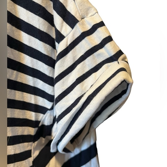 Chaps Side Ties Short Sleeve Black and White Striped Top Size Large​​​​ - Picture 4 of 15